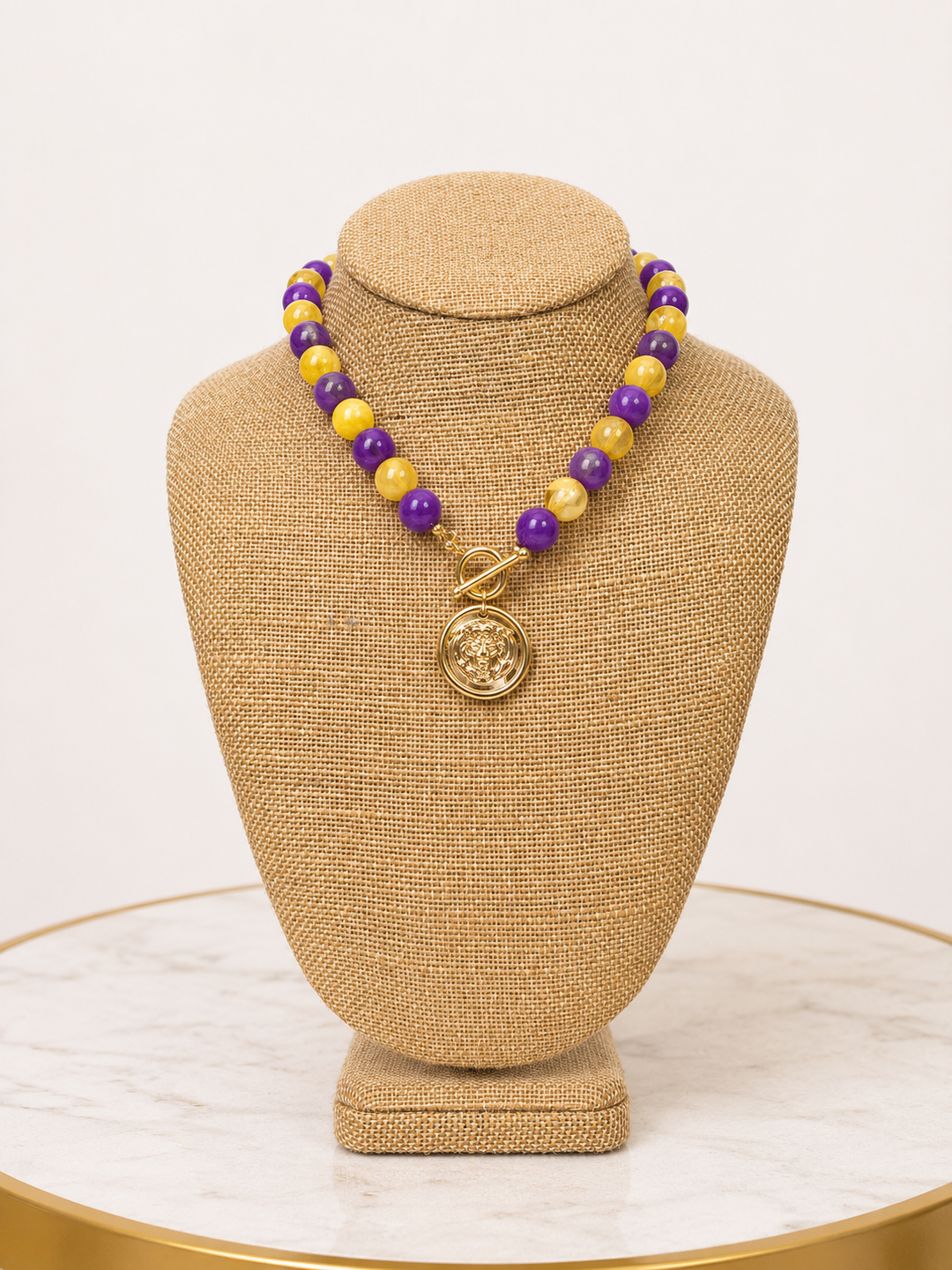 LSU Necklace Beaded Pendant