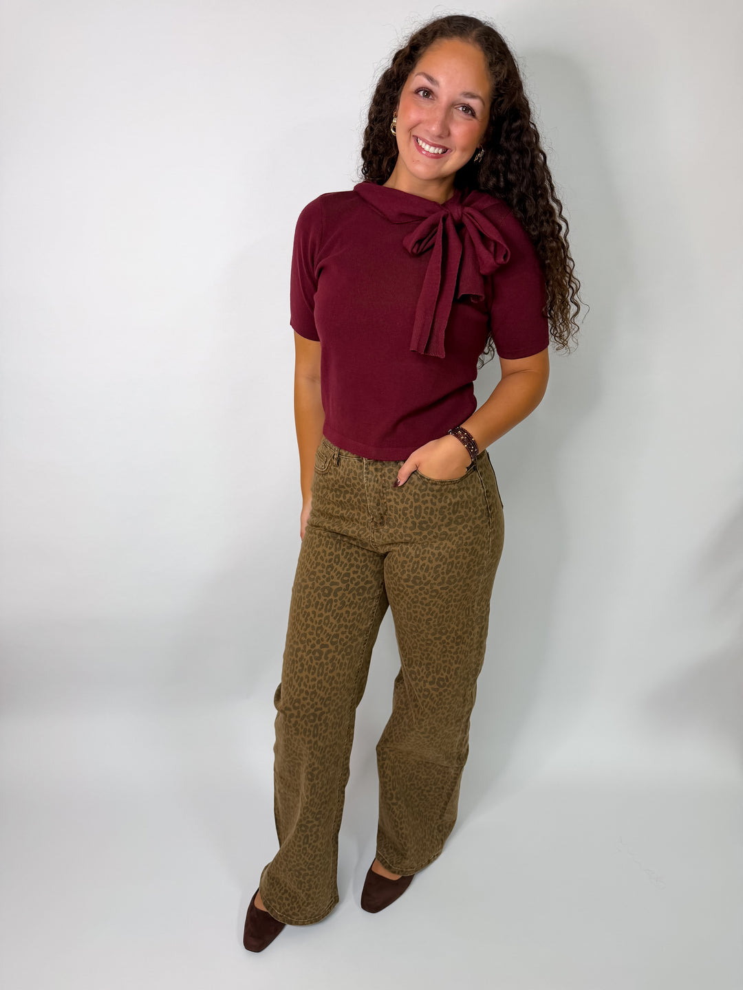 Mica Brown Derby Leopard Wide Leg