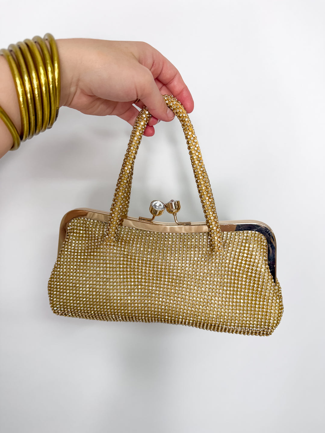 Gilded Glam Crystal Handbag