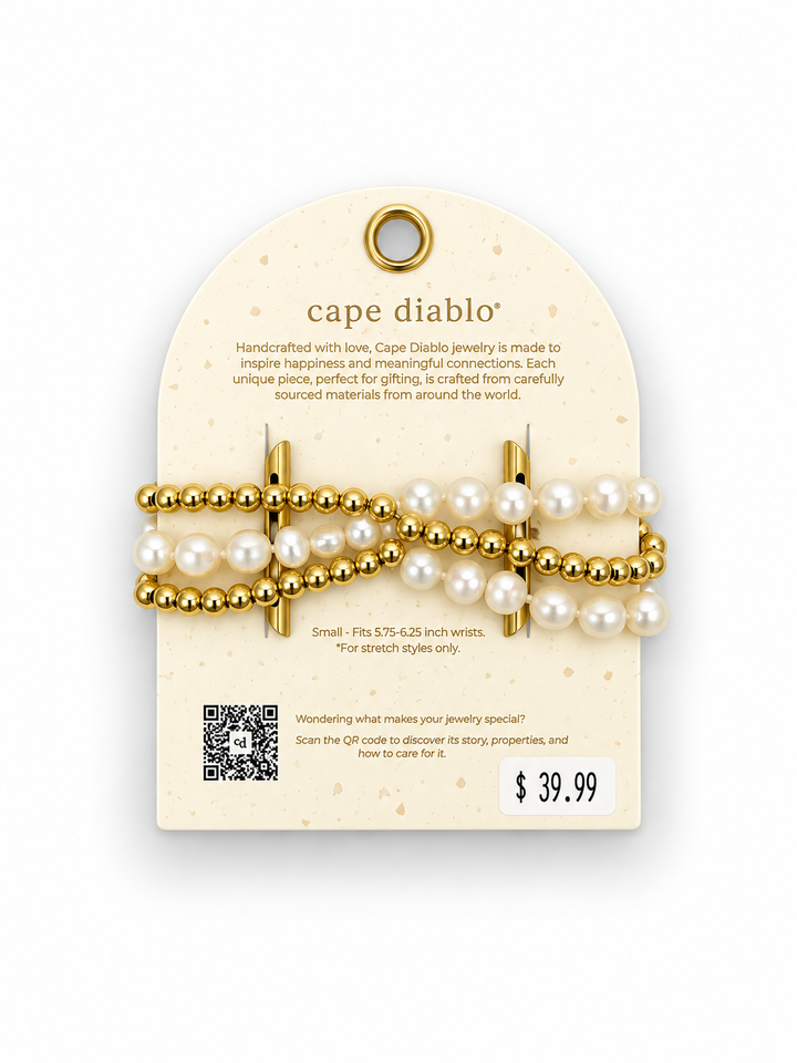 Gold and Pearl Stretch Apple Watch Band