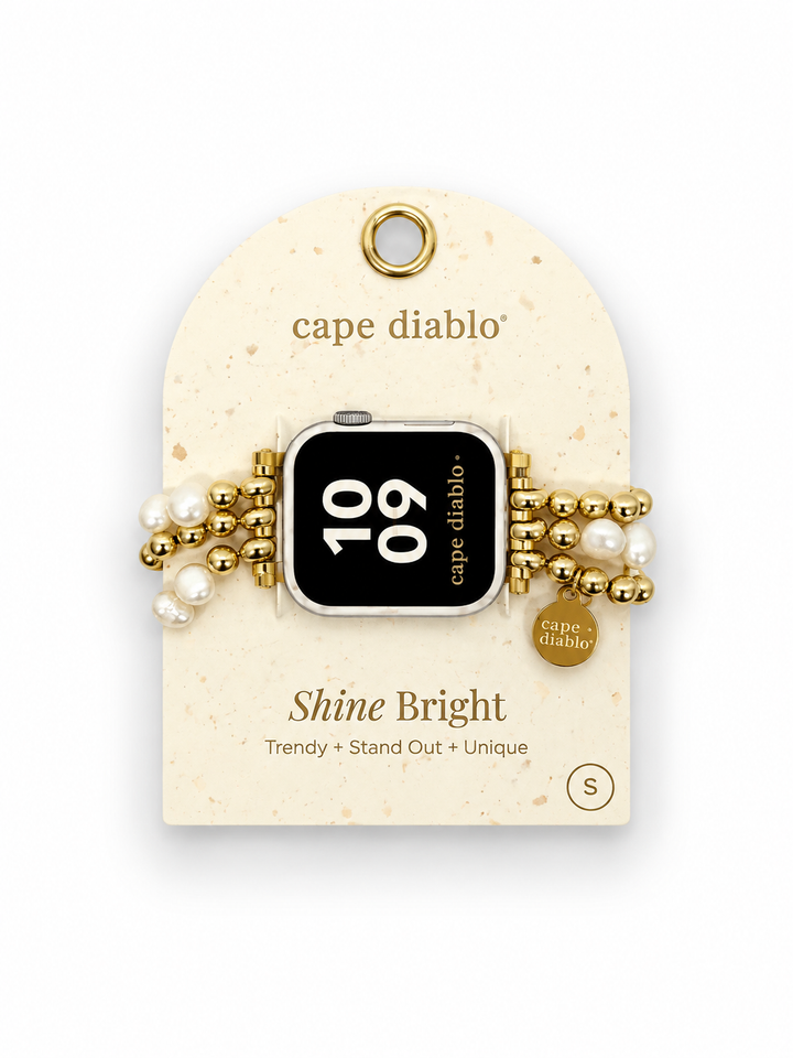Gold and Pearl Stretch Apple Watch Band