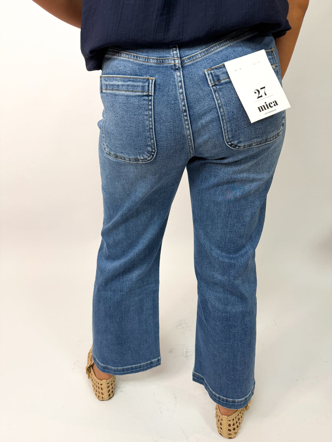 Mica Crew Blue High Rise Crop Wide Patch Pkt
