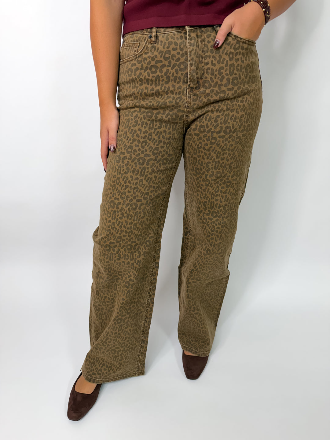 Mica Brown Derby Leopard Wide Leg