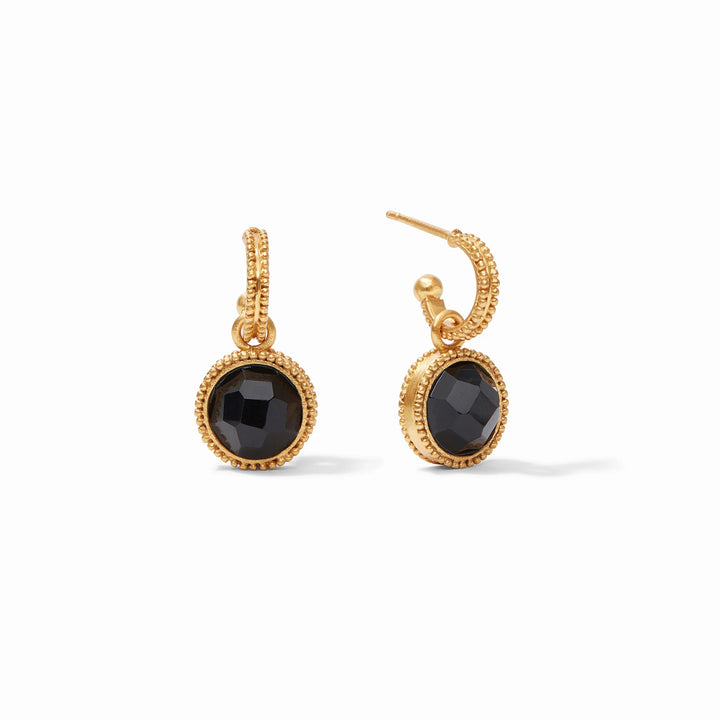 Julie Vos Fleur-de-Lis Gold Hoop &amp; Charm Earrings