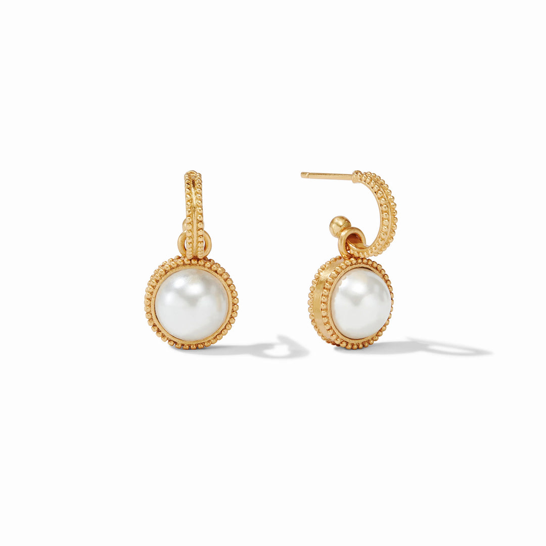 Julie Vos Fleur-de-Lis Gold Hoop &amp; Charm Earrings
