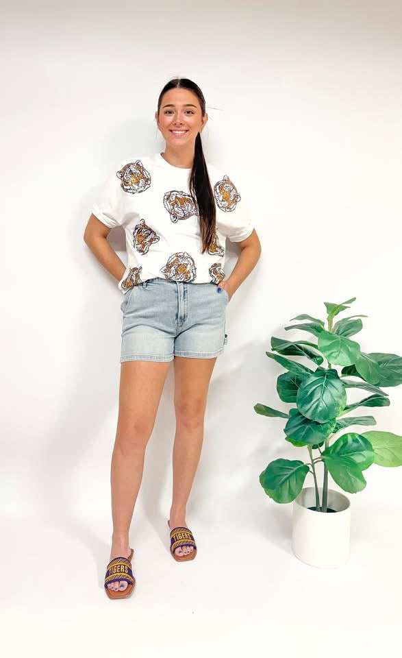 Game Day Tigers Sequin Top