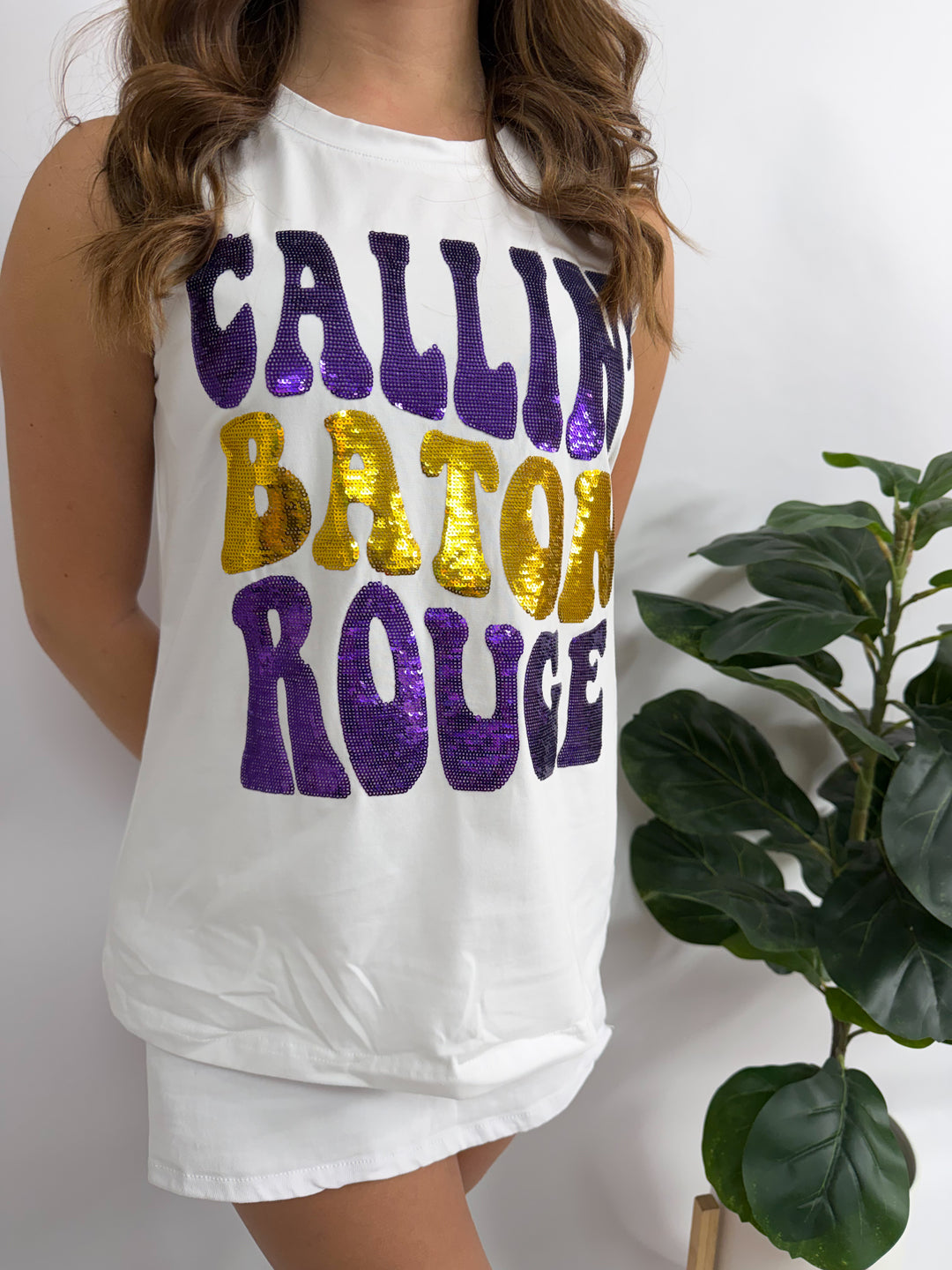 Callin Baton Rouge Sequin Tank Top