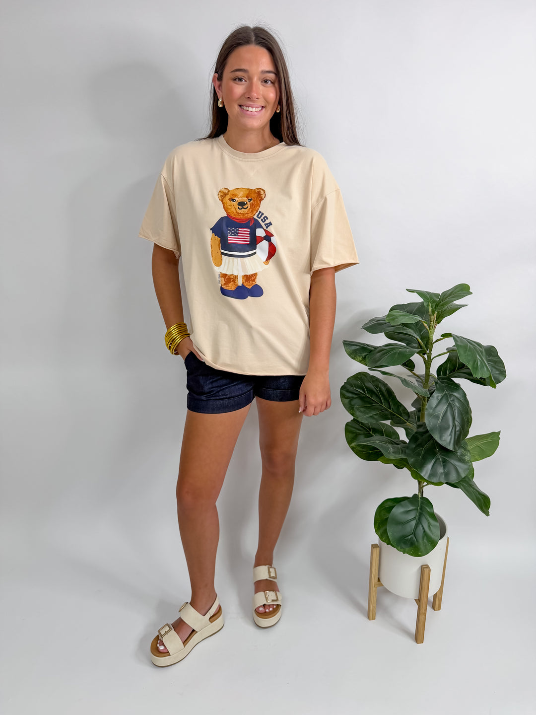 USA Teddy Bear Boxy Tee
