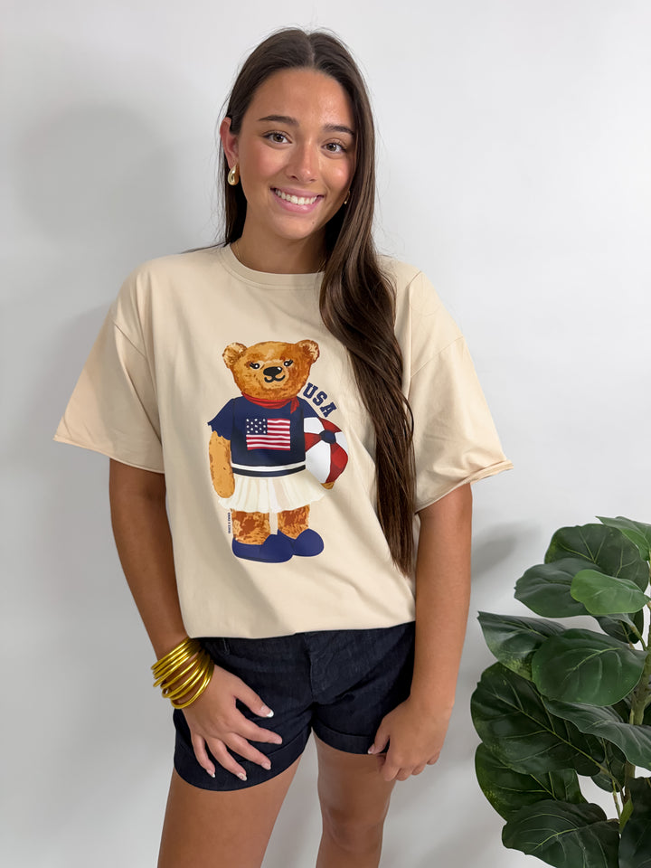 USA Teddy Bear Boxy Tee
