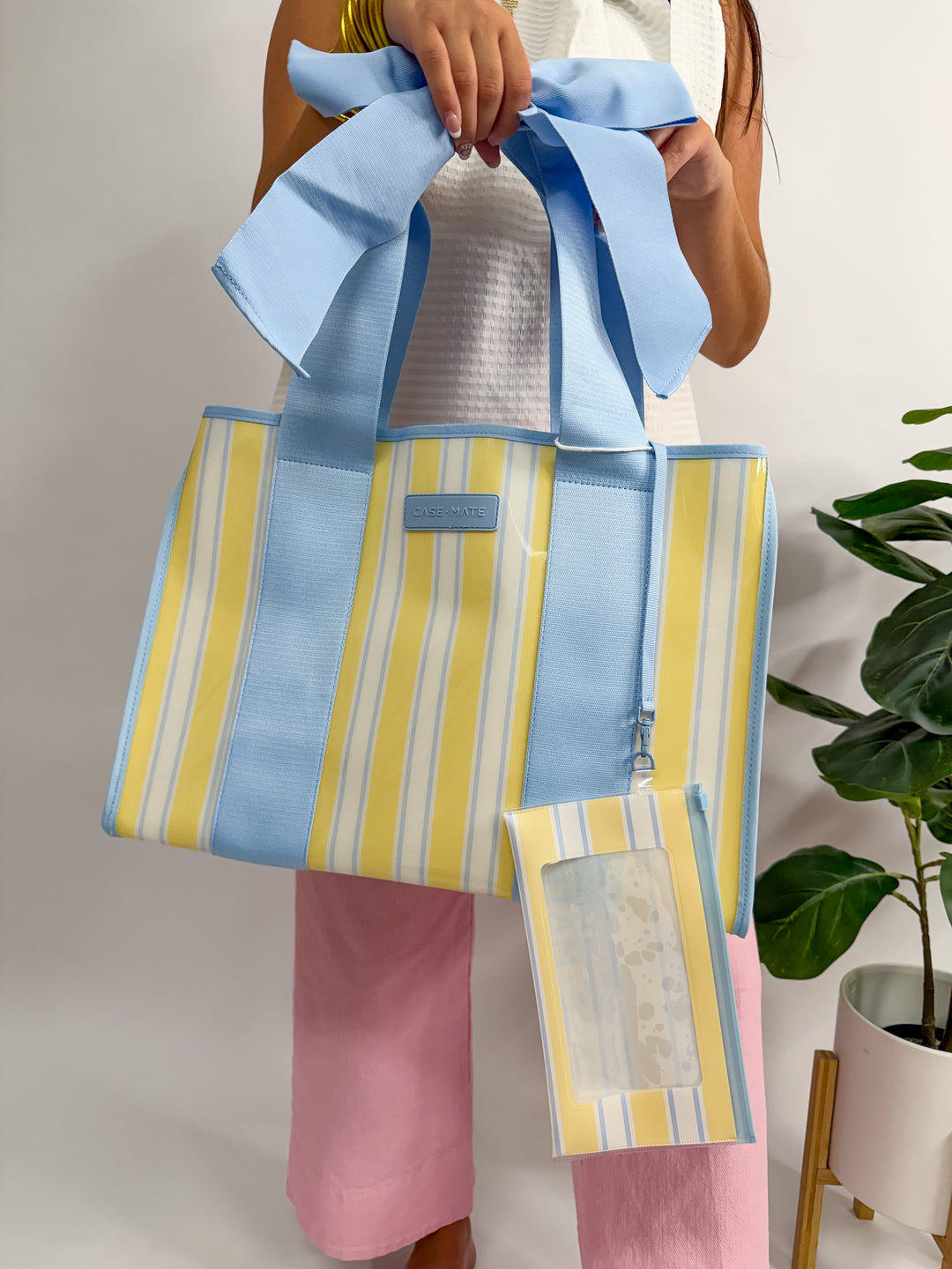 Cabana Stripe Bow Case Mate Tote Bag