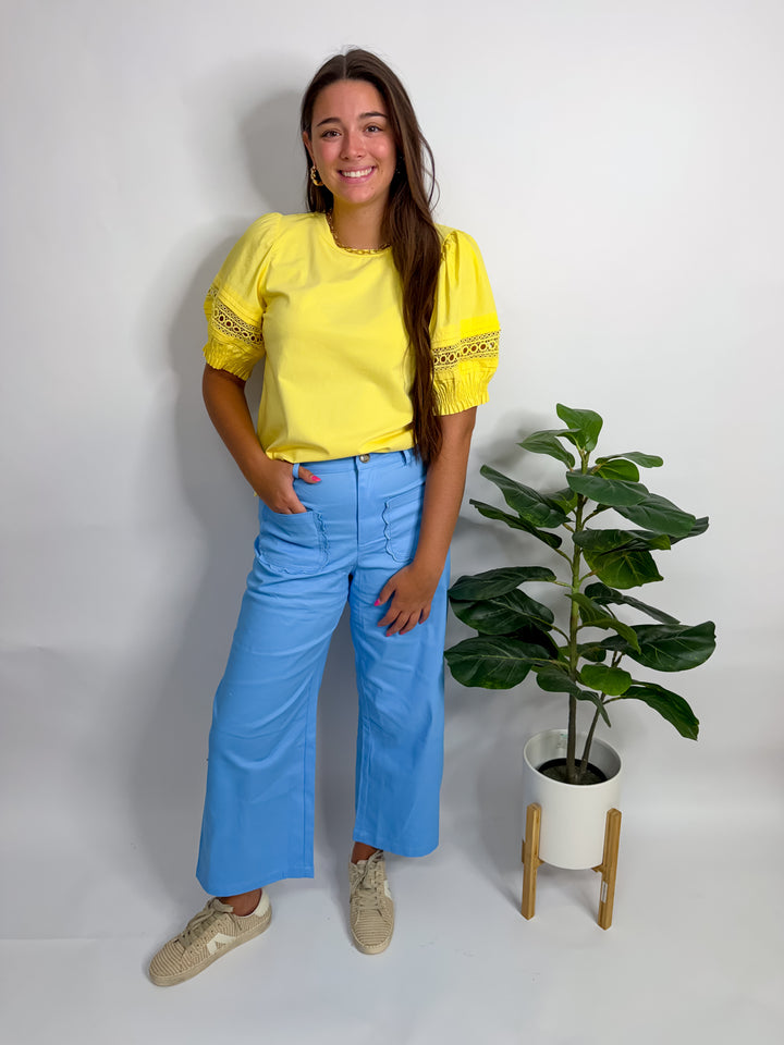 Baby Blue Scallop Pocket Jeans