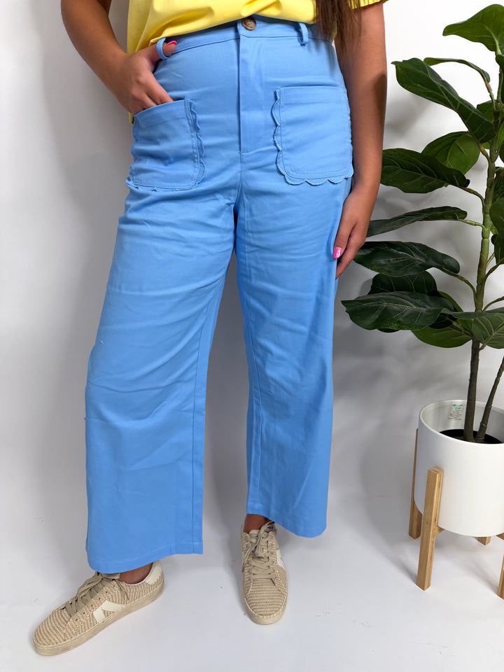Baby Blue Scallop Pocket Jeans