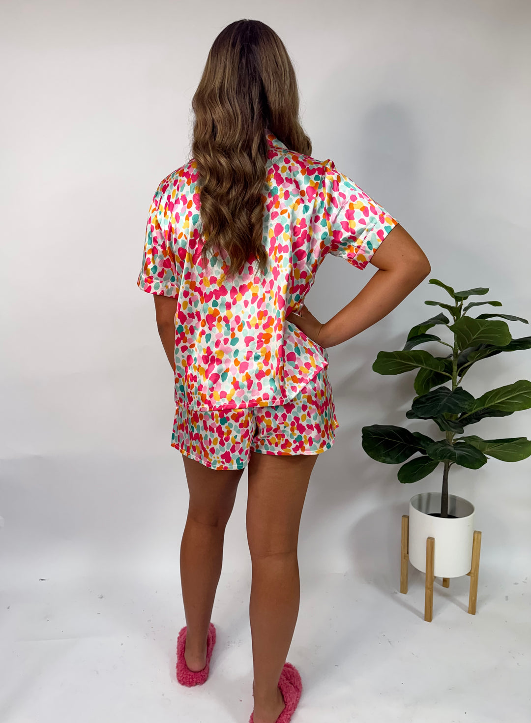 Confetti Bloom Satin Pajama Short Set