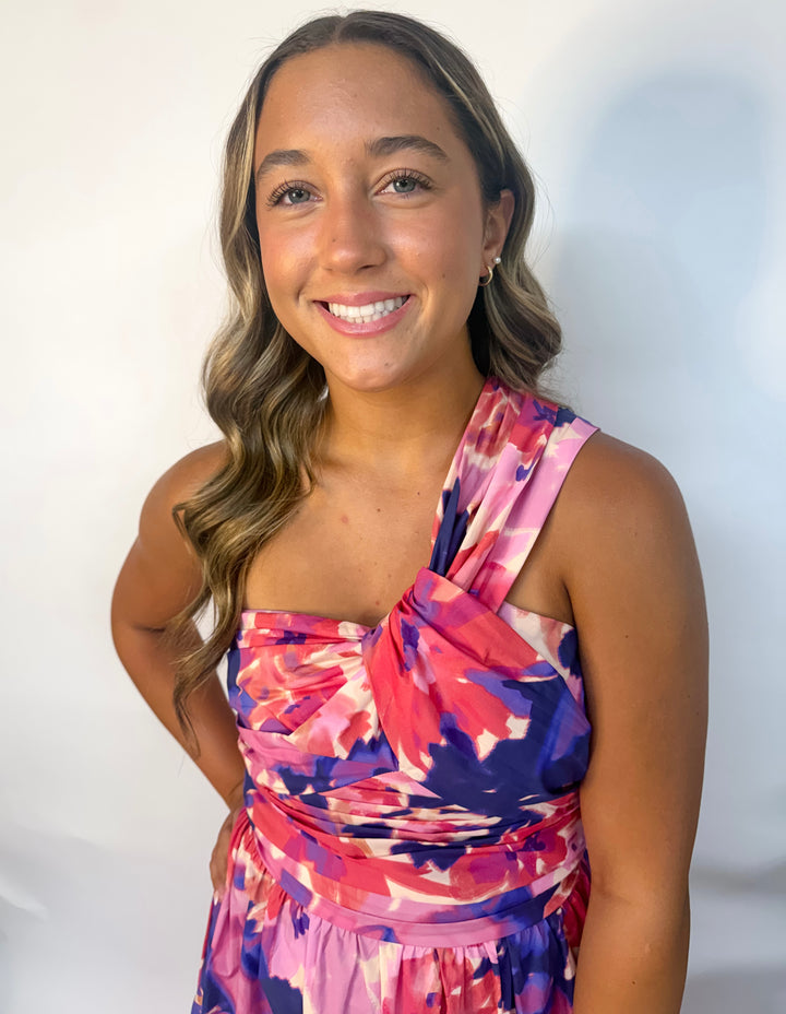 Haven One Shoulder Pink Multi Dress