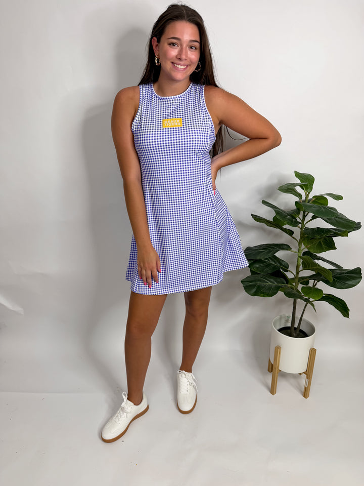 Purple Gingham Geaux Tigers Dress