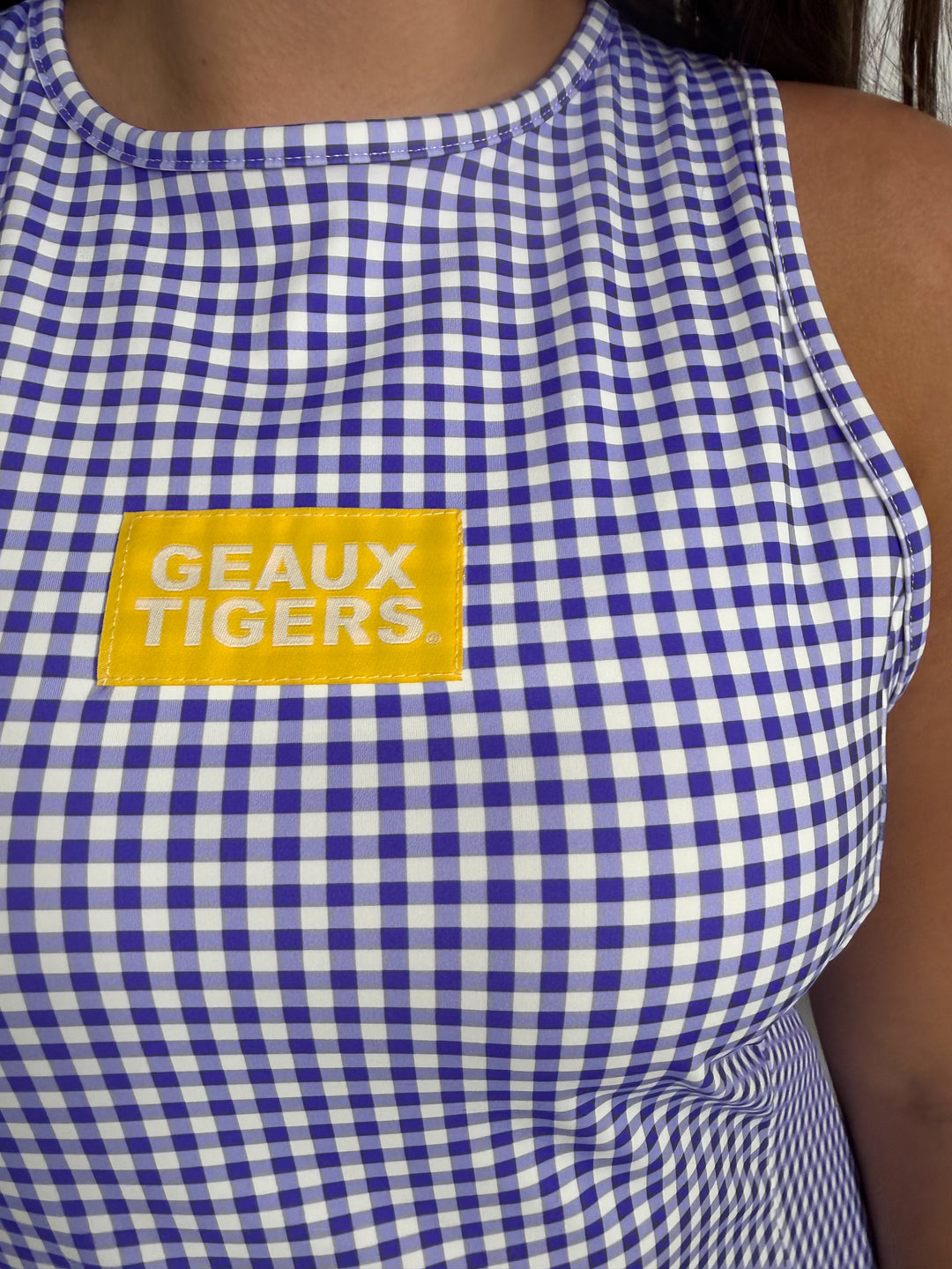 Purple Gingham Geaux Tigers Dress