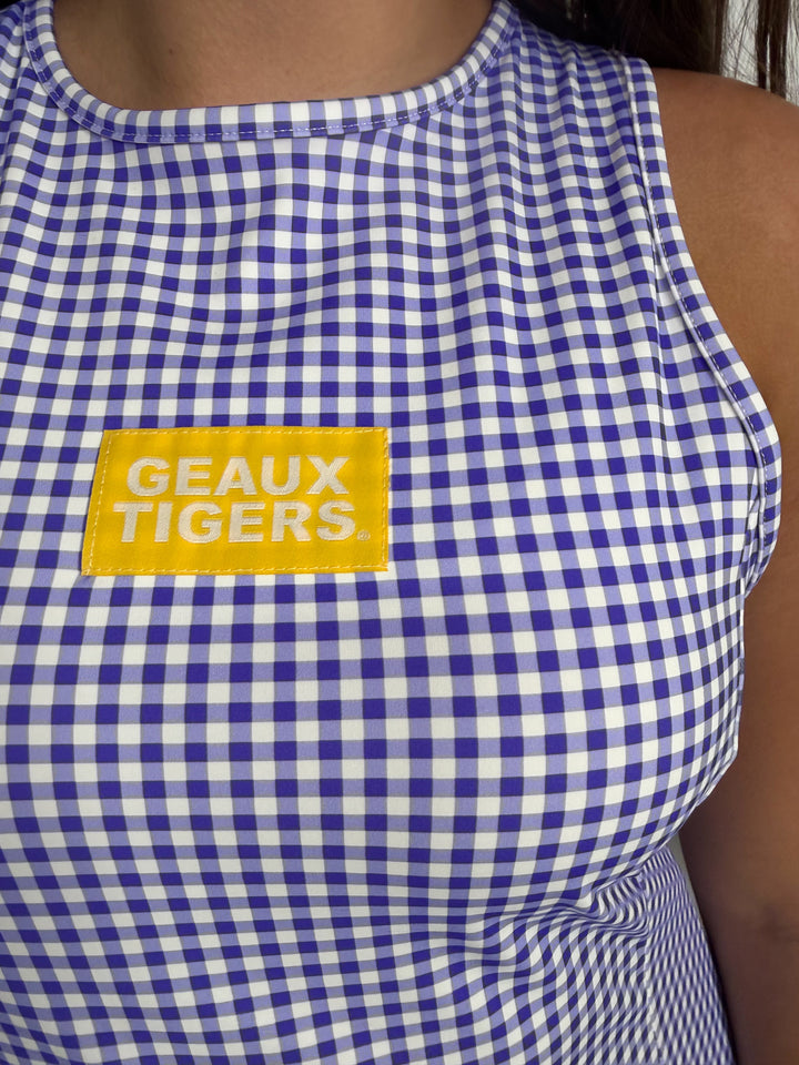 Purple Gingham Geaux Tigers Dress