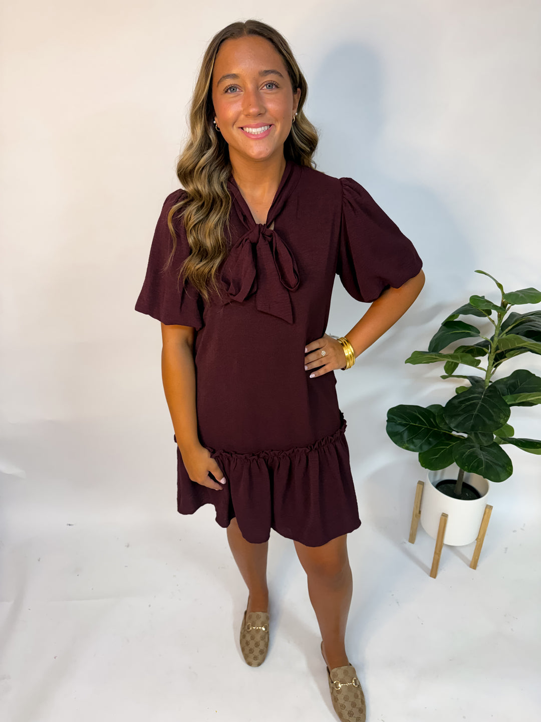 Eggplant Bow Tie Dress