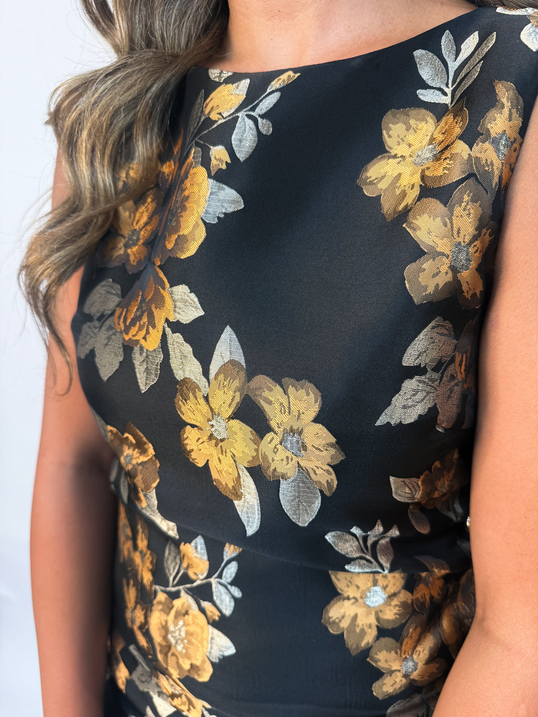 Fall Floral Jacquard Mini Dress