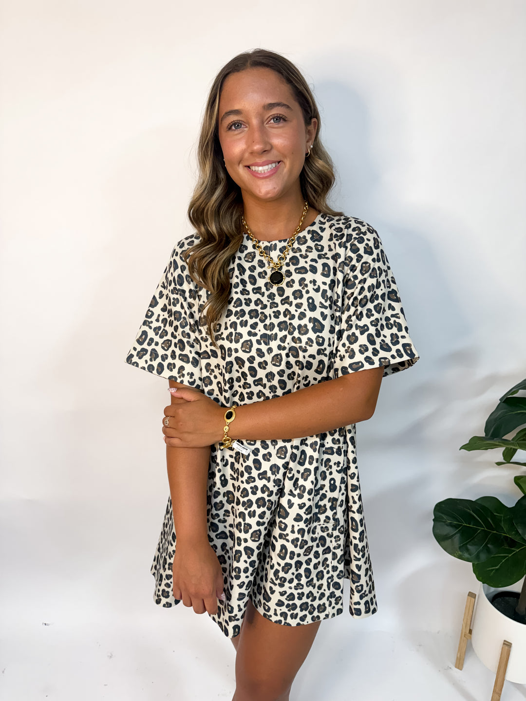 Leopard Crew Mini Dress