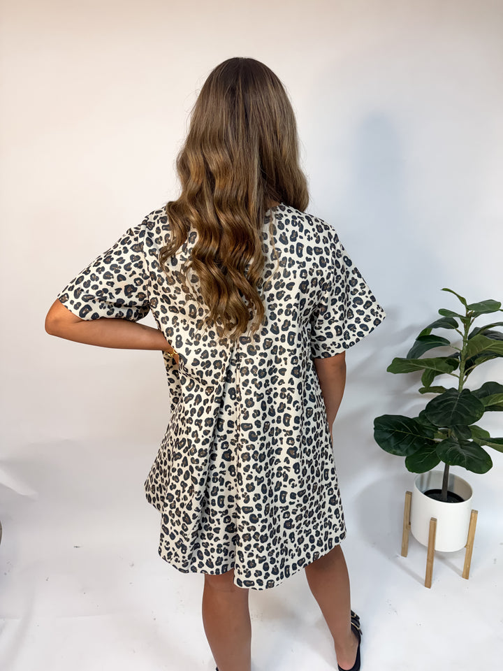 Leopard Crew Mini Dress