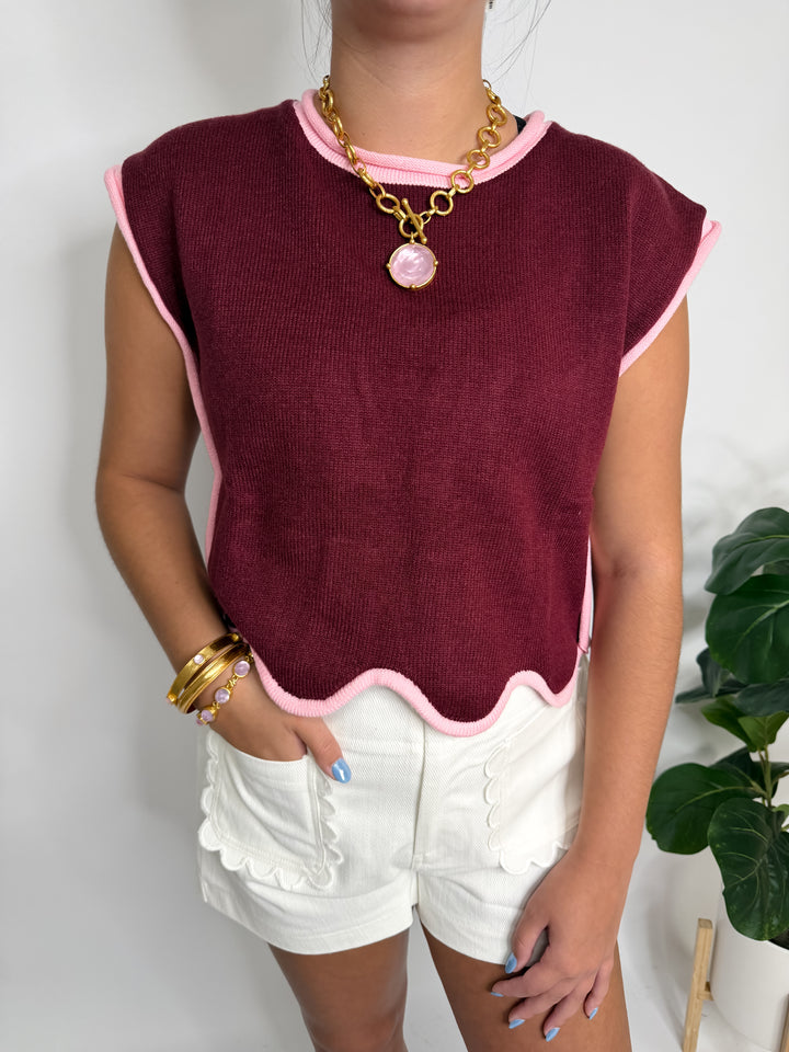 Wine Bubblegum Sleeveless Sweater