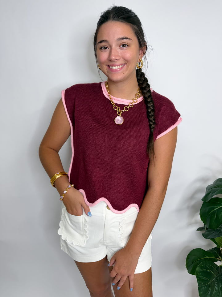 Wine Bubblegum Sleeveless Sweater