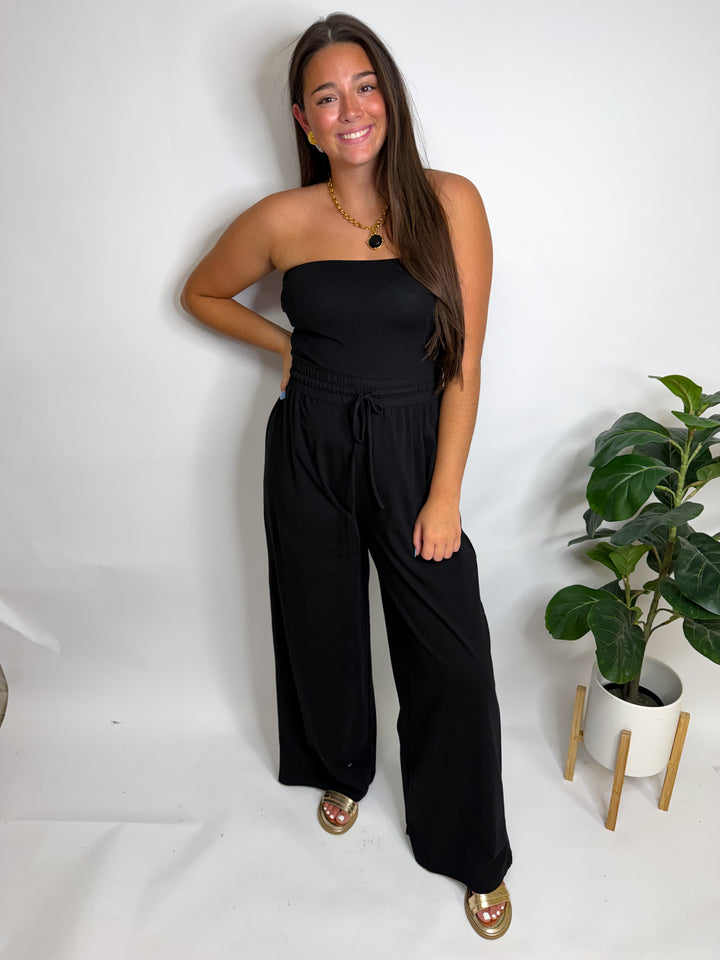 Black Strapless Romper