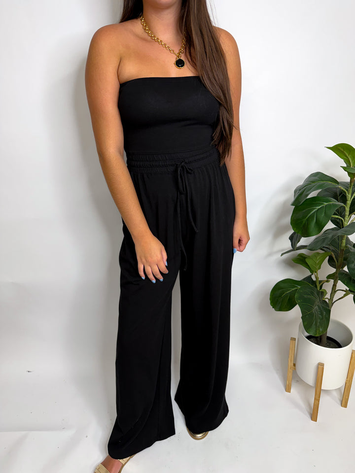 Black Strapless Romper