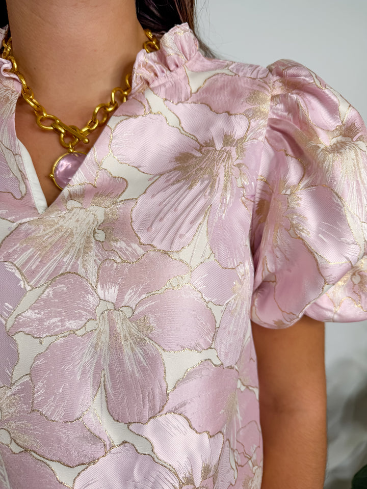 Ruffle V-Neck Puff Sleeve Dress