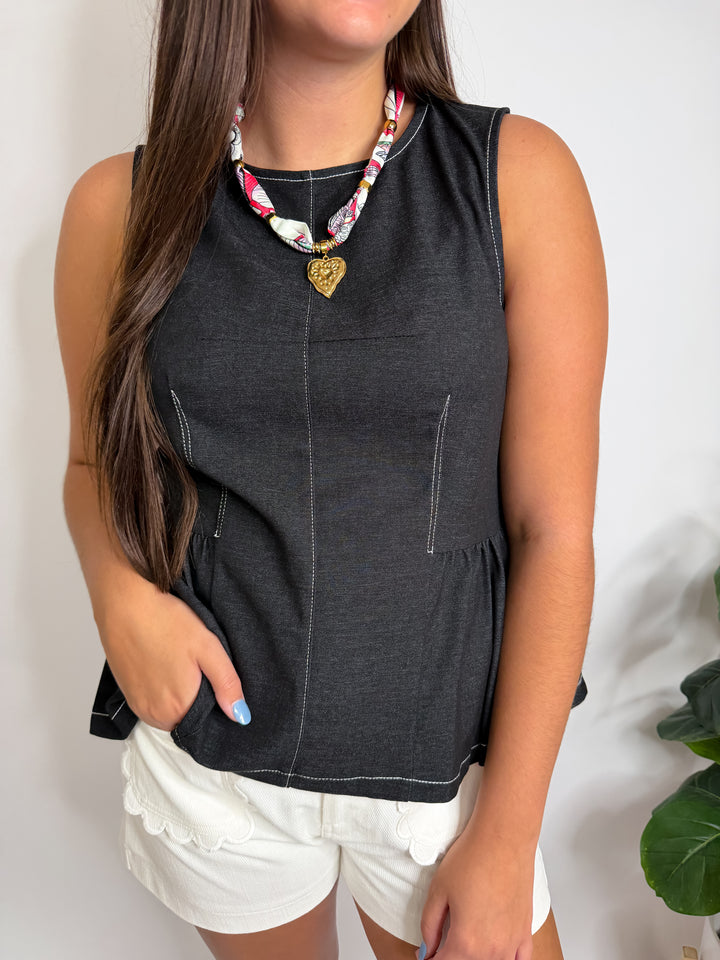Sleeveless Peplum Top
