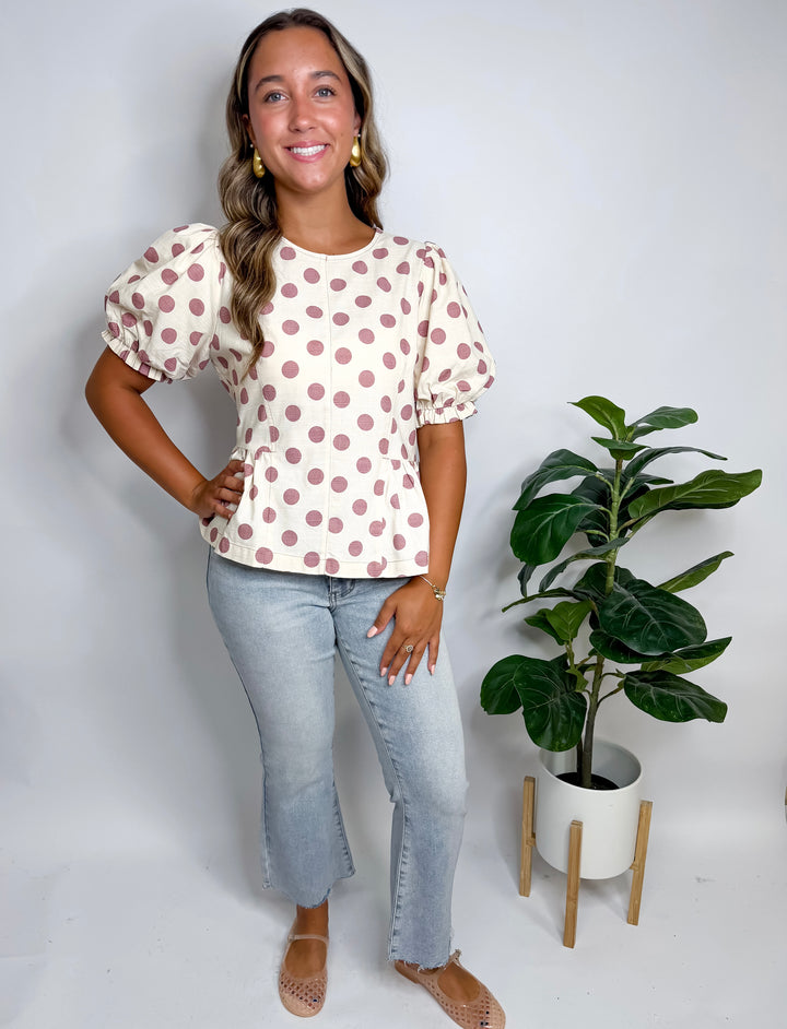 Blushing On You Polka Dot Blouse