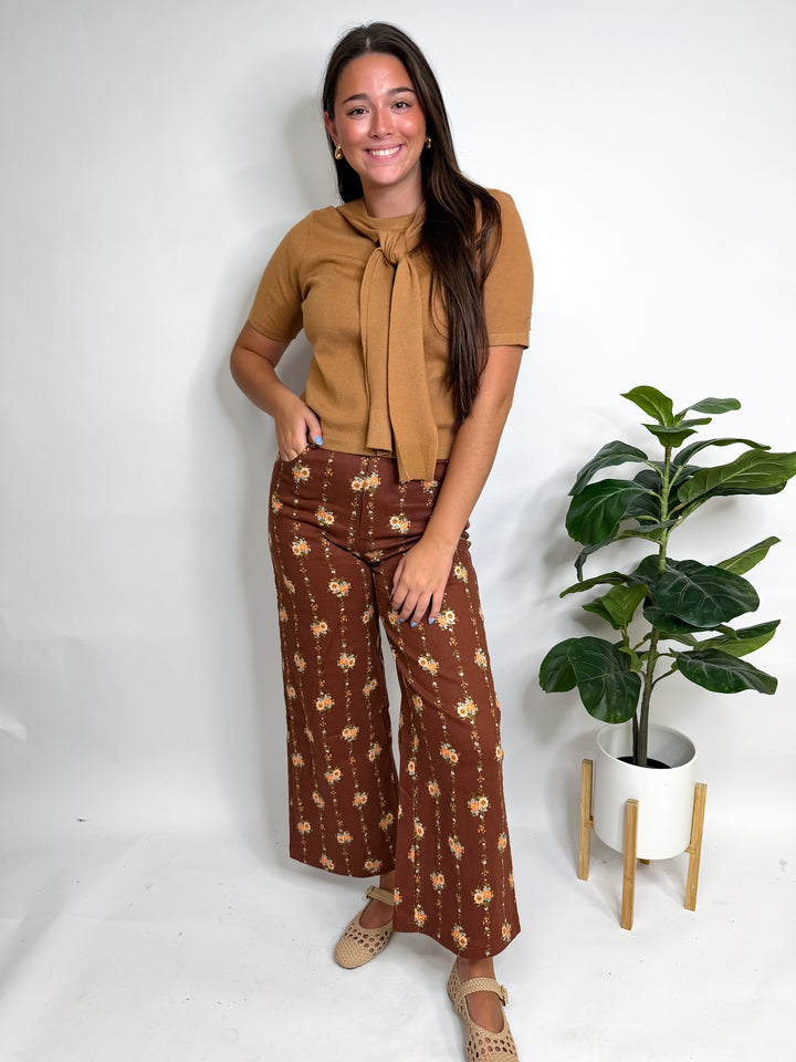 Brown Antique Floral Pants