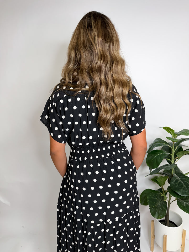 Black Polka Dot Midi Dress