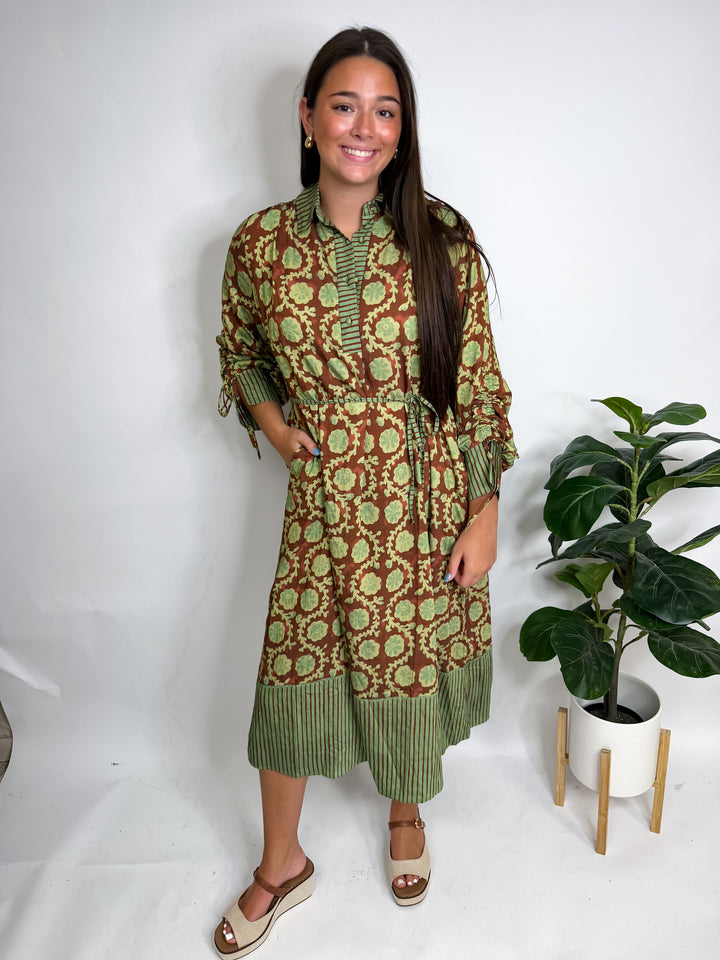 Chestnut Floral Midi Dress