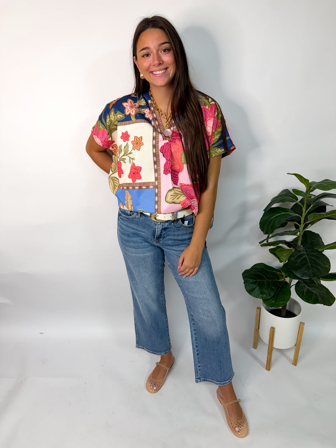 Floral Patchwork Oversized Top