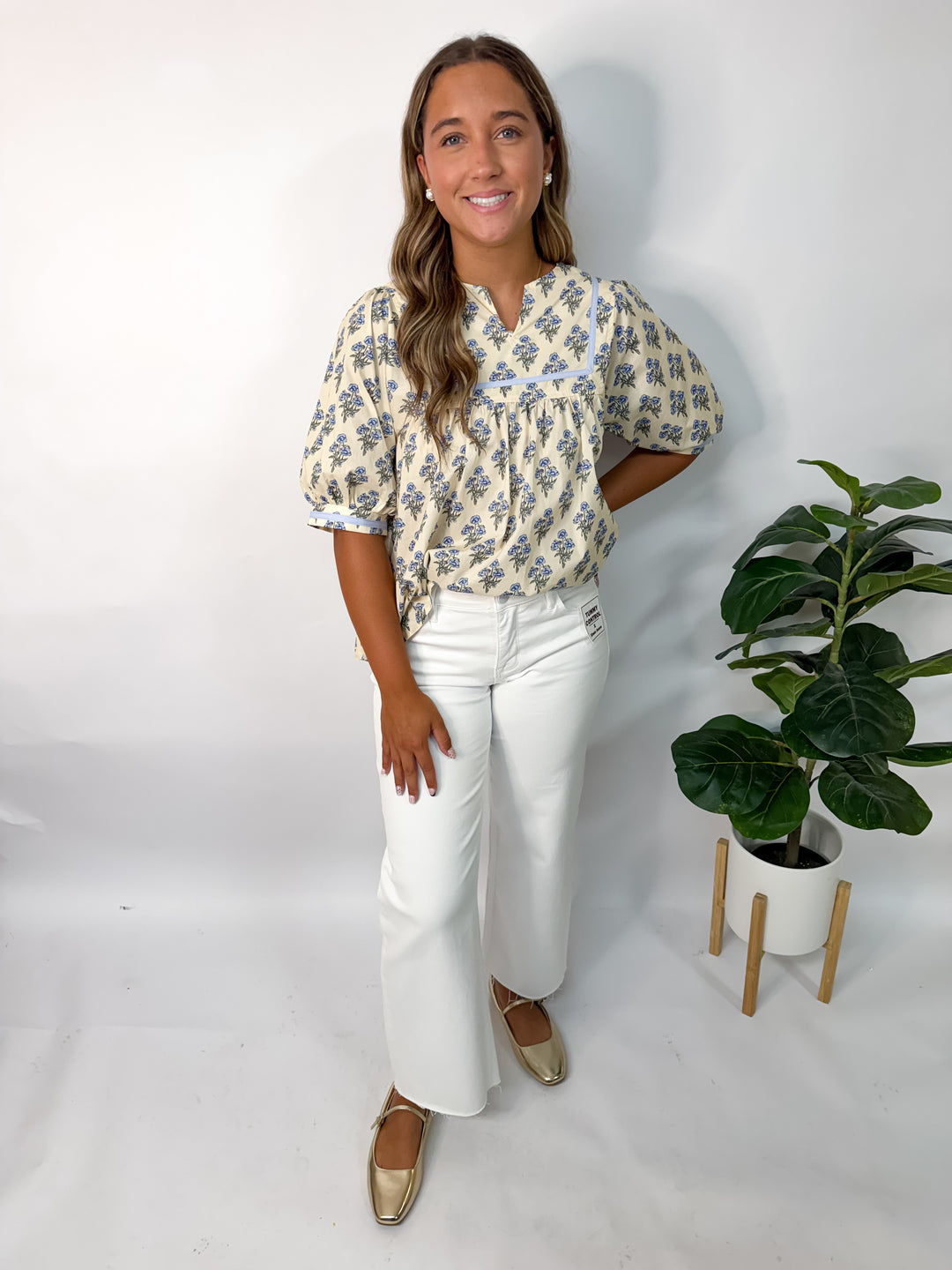 Blue Vanilla Floral Blouse