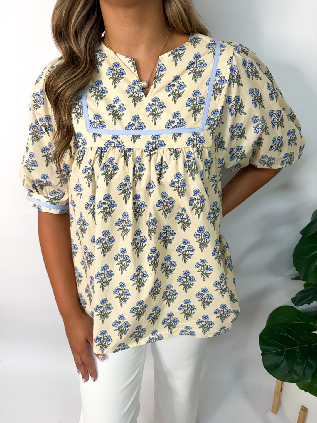 Blue Vanilla Floral Blouse