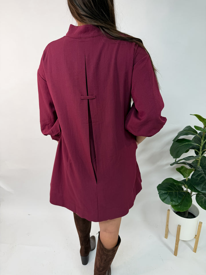 Merlot Button Up Mini Dress