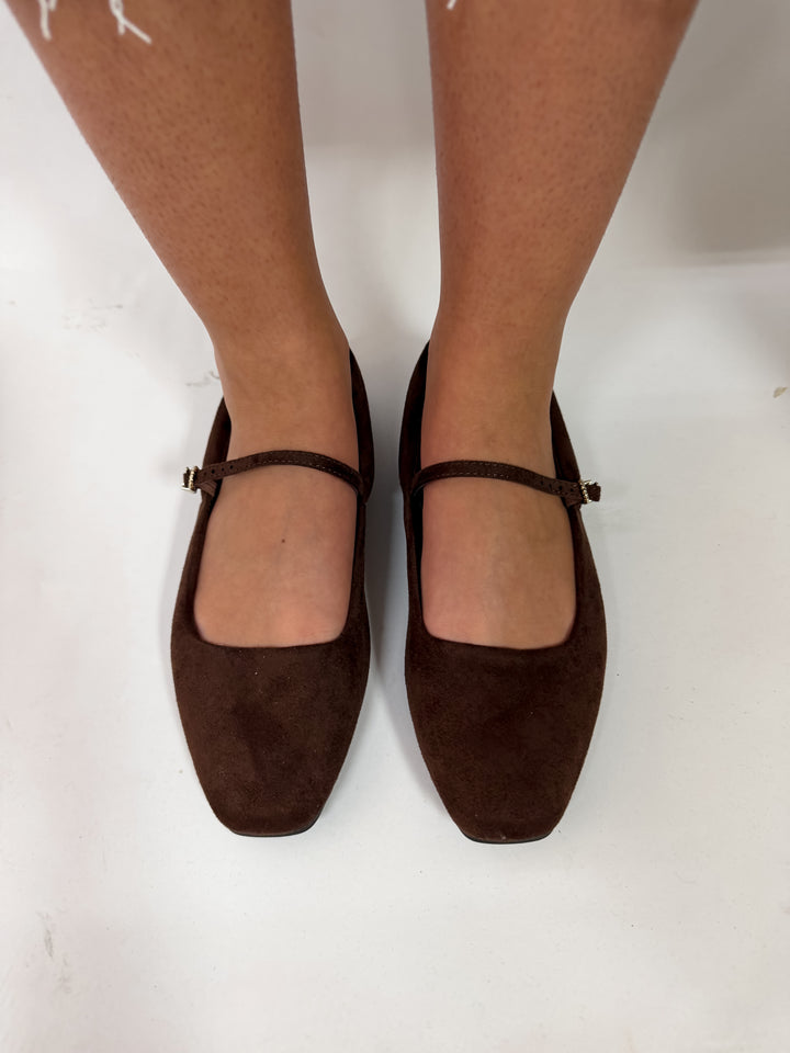Mocha Suede Mary Janes