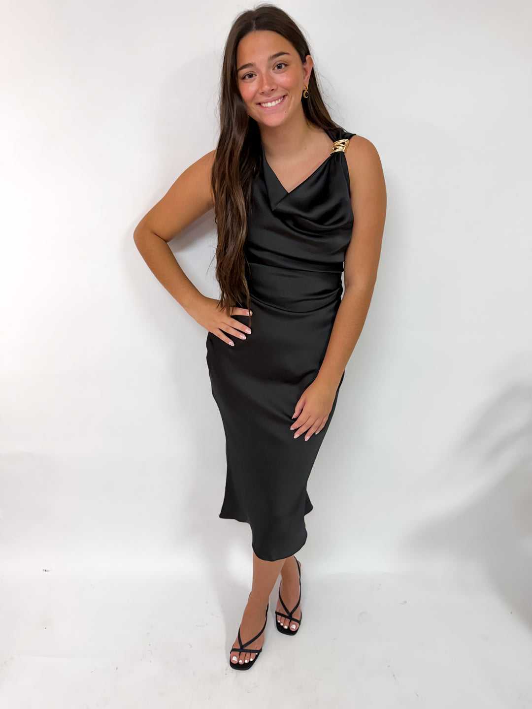 Black Broach Midi Dress