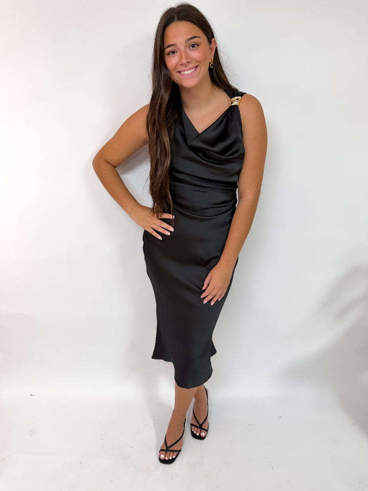 Black Broach Midi Dress