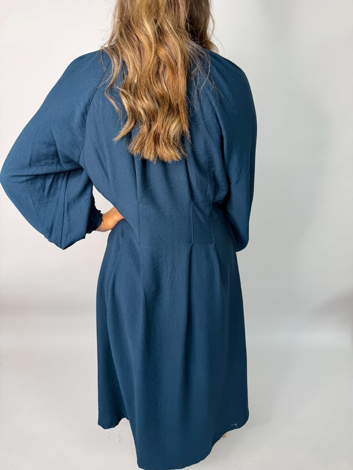 Teal Button Midi Dress
