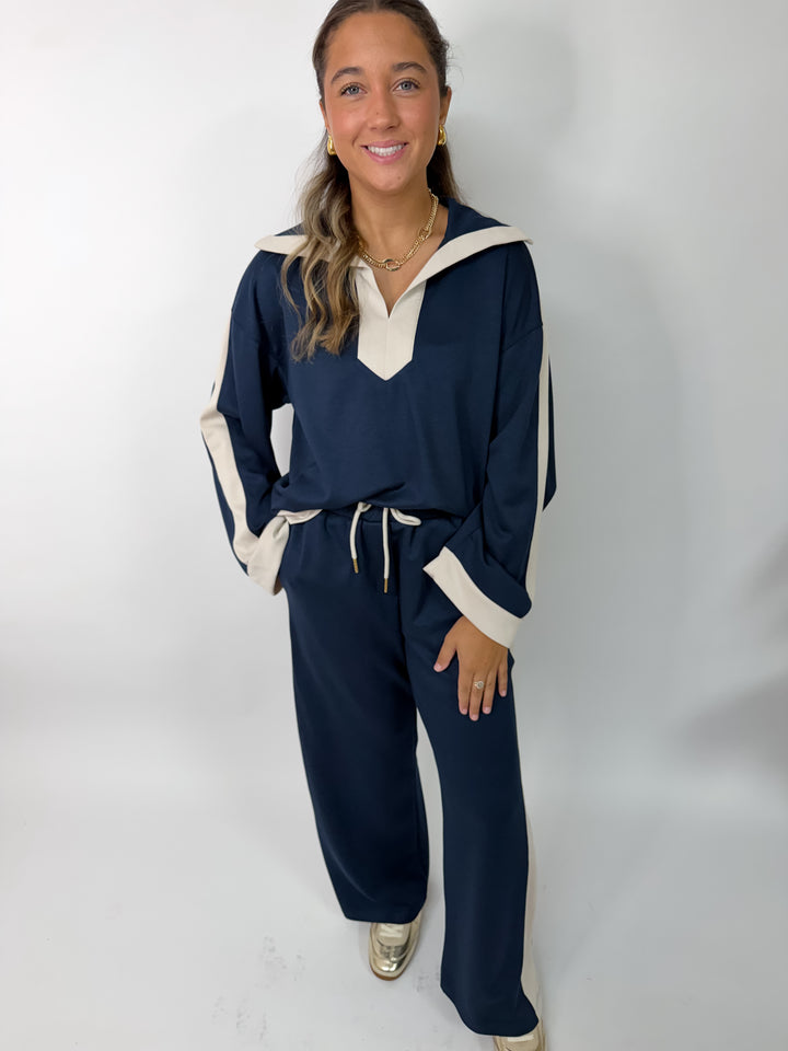 Midnight Blue Trim Butter Pant Set
