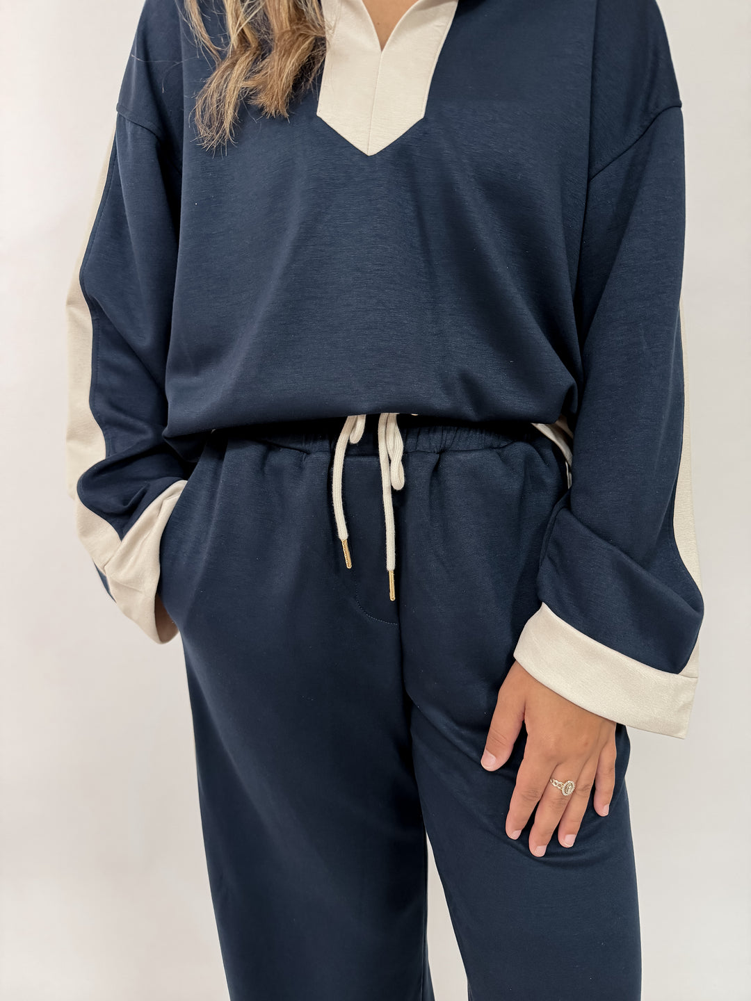 Midnight Blue Trim Butter Pant Set
