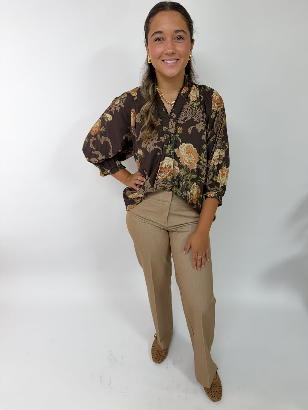 Fall Floral Blouse