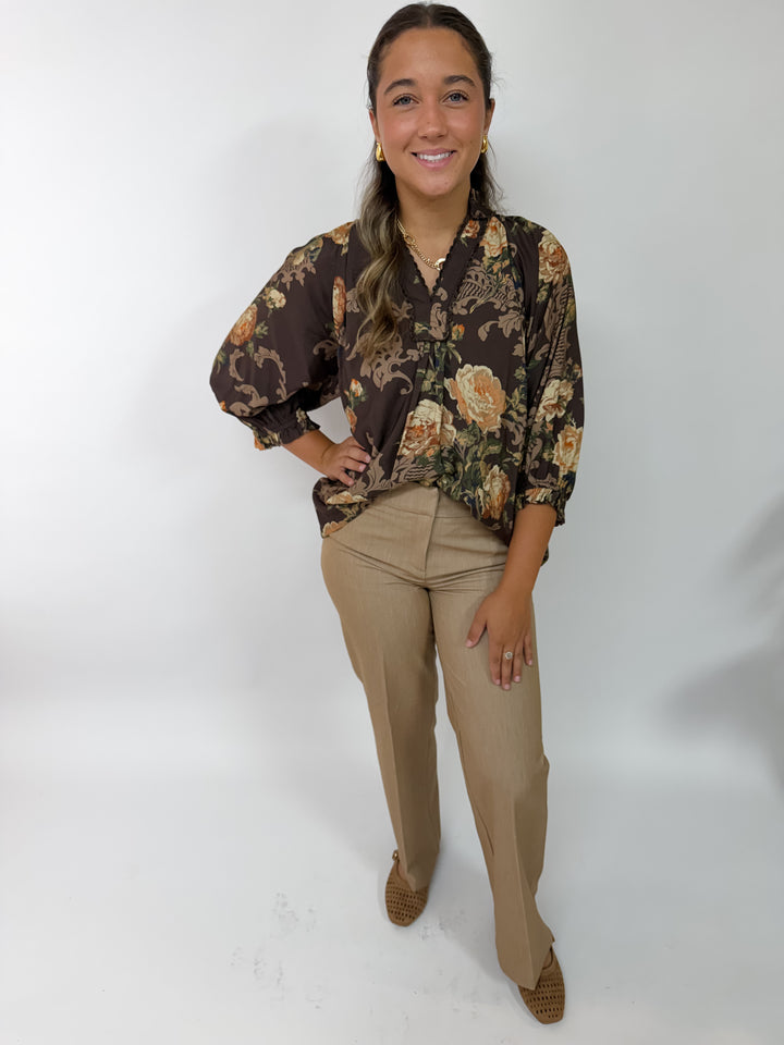 Fall Floral Blouse