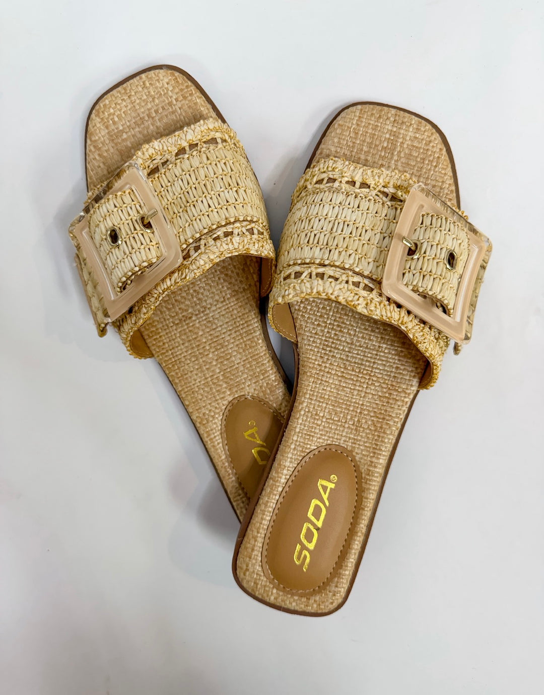 Nayan Raffia Buckle Sandals
