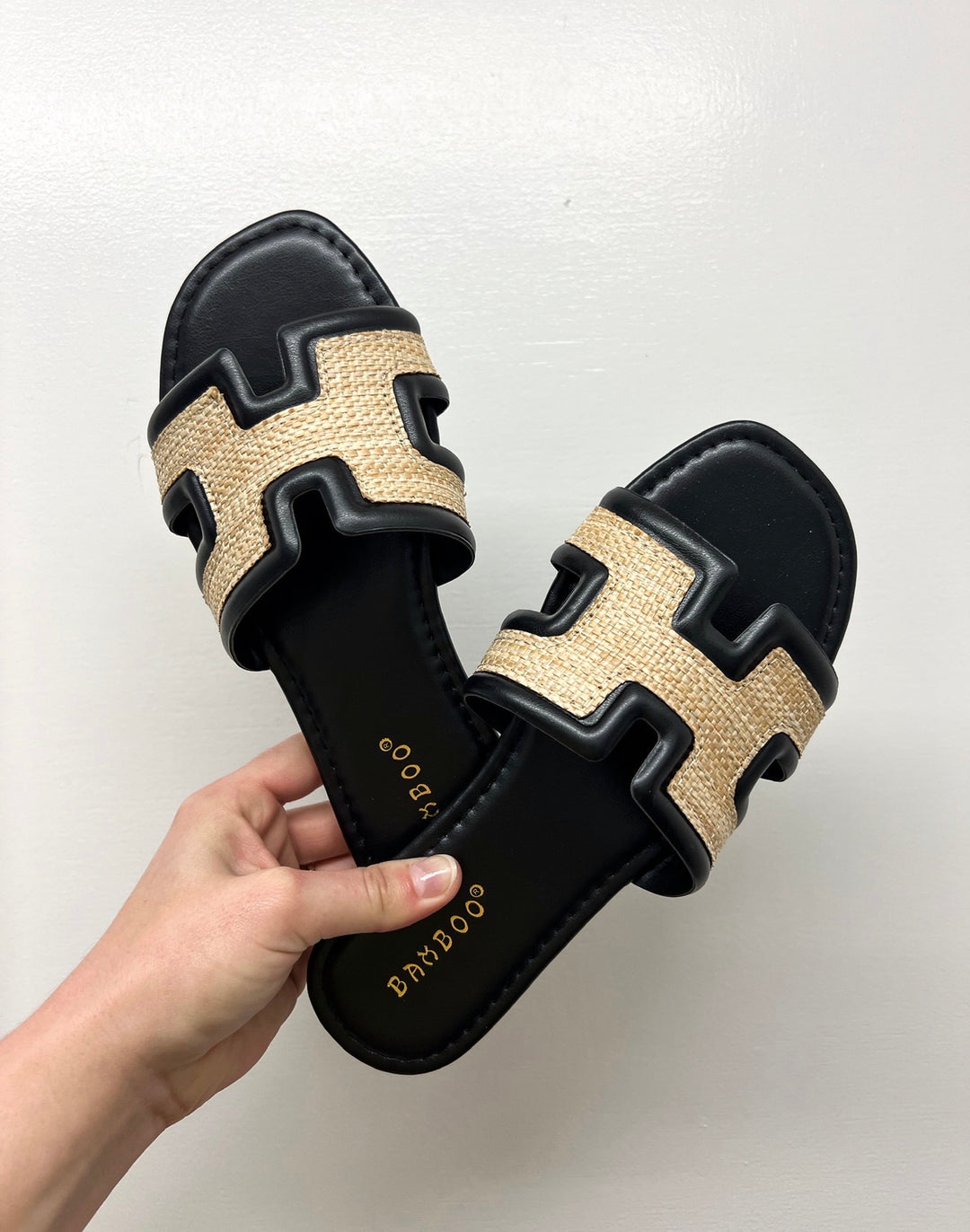 Smile Black Woven Sandals