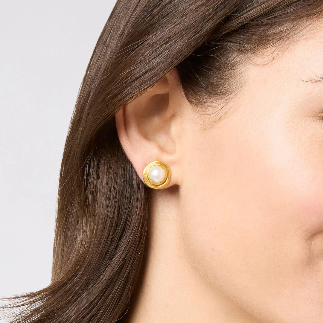 Julie Vos Wave Stone Stud Earrings